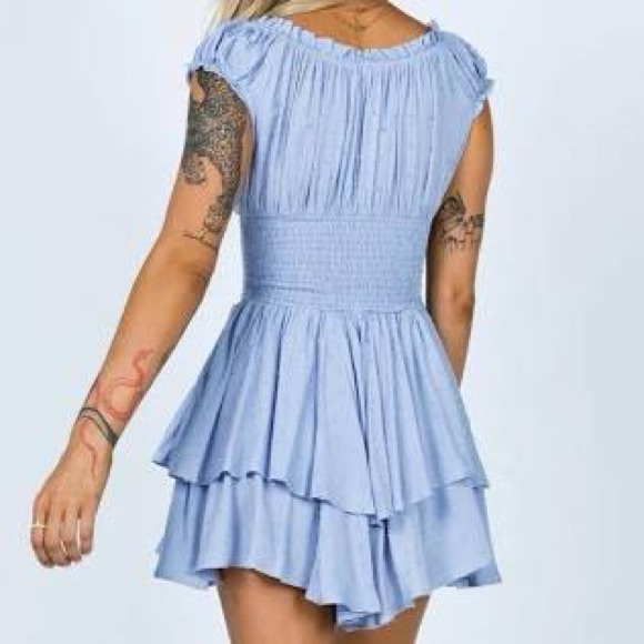 Blue Ruffled Jumpsuit - Picture 5 of 8